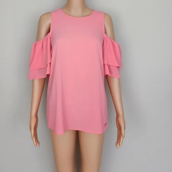 Michael kors coral cold shoulder Short sleeve blouse size S - Picture 1 of 10